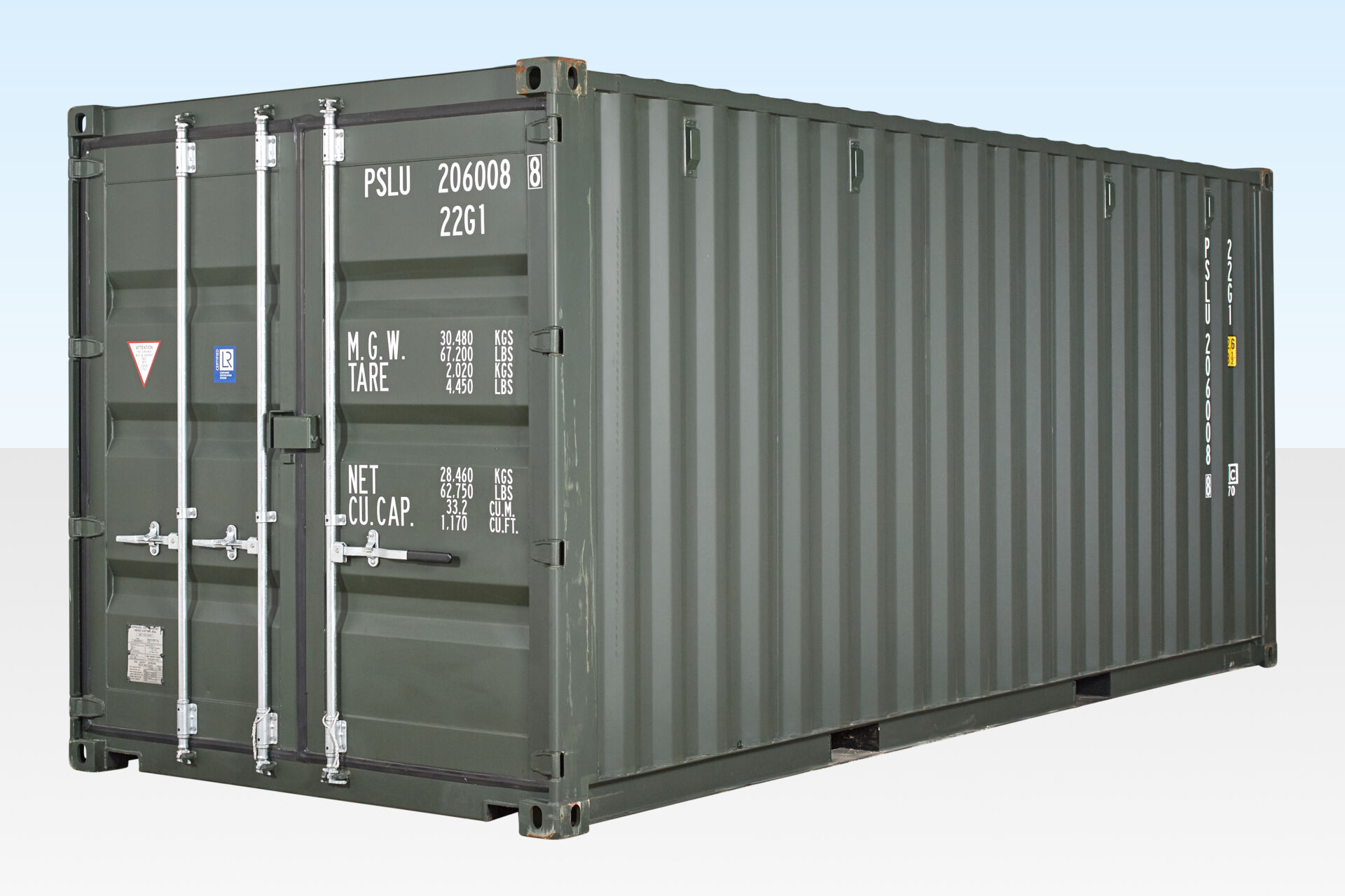 BUY 20FT SHIPPING CONTAINER (ONE TRIP) DARK GREEN (RAL 6007) AT WWW.HELLOCONTAINERS.COM