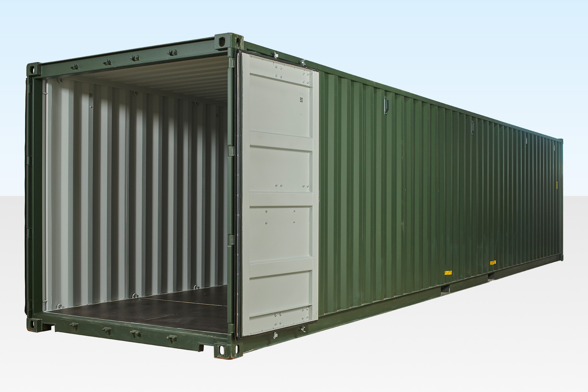 BUY 40FT SHIPPING CONTAINER GREEN (RAL 6007) AT WWW.HELLOCONTAINERS.COM