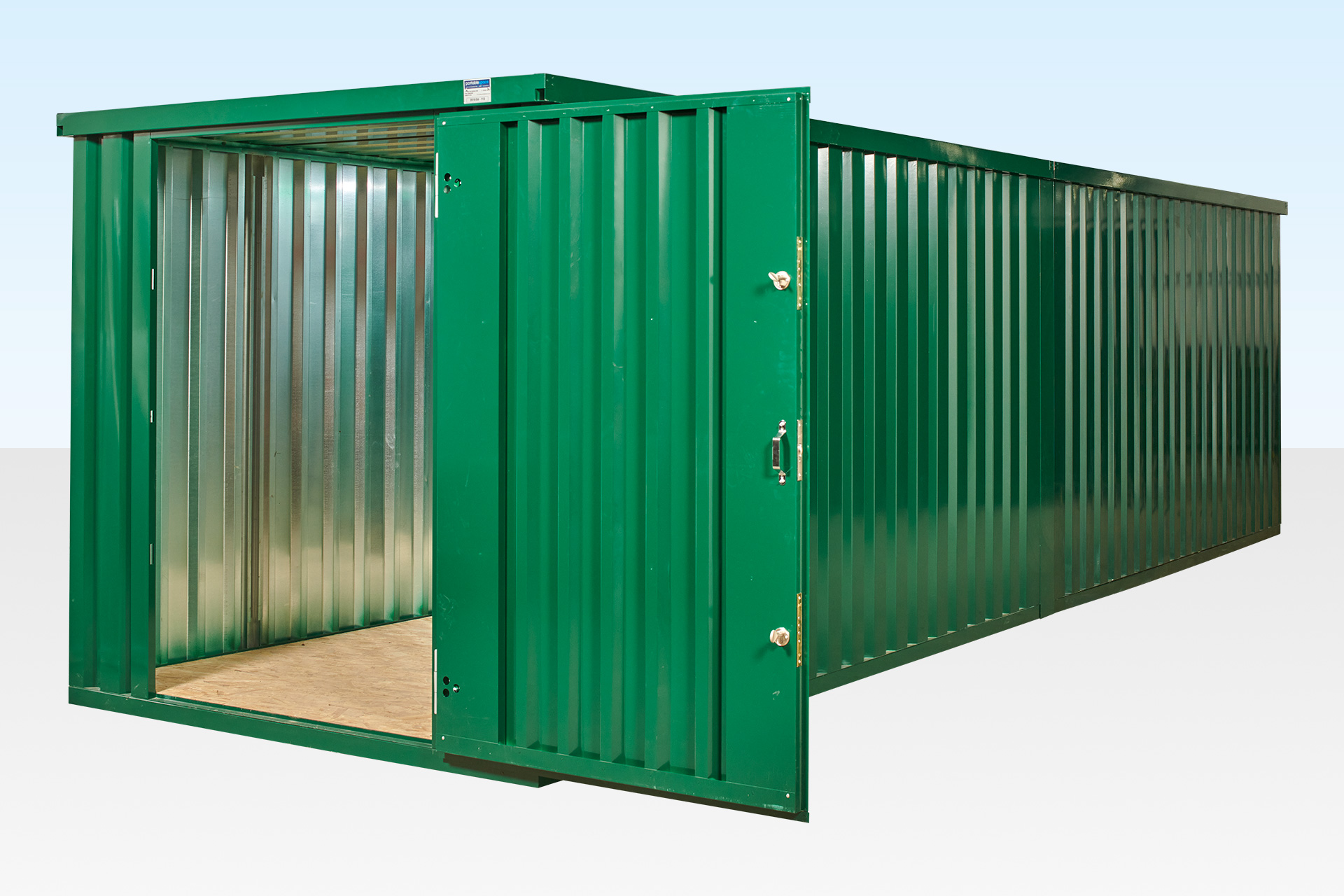 BUY 6M X 2.1M END LINKED FLAT PACKED CONTAINER BUNDLE (POWDER COATED) AT WWW.HELLOCONTAINERS.COM