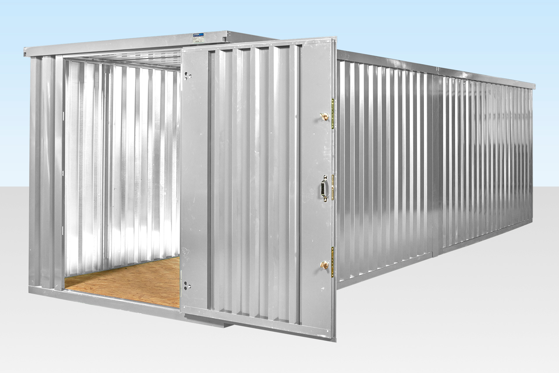 BUY 8M X 2.1M END LINKED FLAT PACKED CONTAINER BUNDLE (GALVANISED) AT WWW.HELLOCONTAINERS.COM