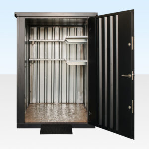 BUY FLAT PACK METAL GARDEN STORE AT WWW.HELLOCONTAINERS.COM